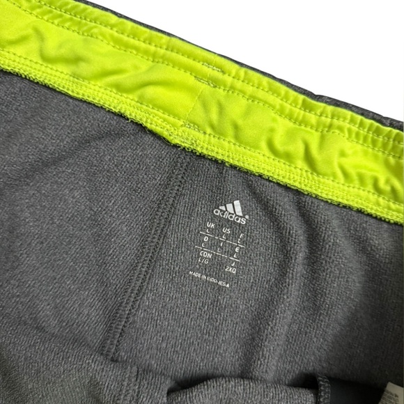 Men’s Large Adidas Sweatpants – Gray with Neon Yellow Stripes - Picture 3 of 5